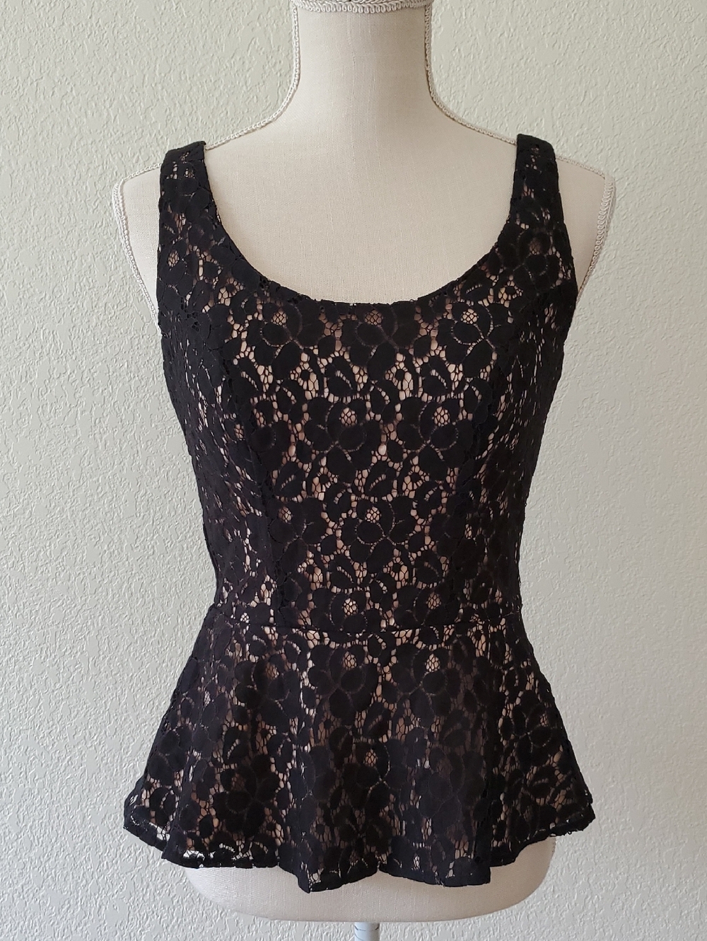 HeartSoul Black Lace Peplum Tank Top